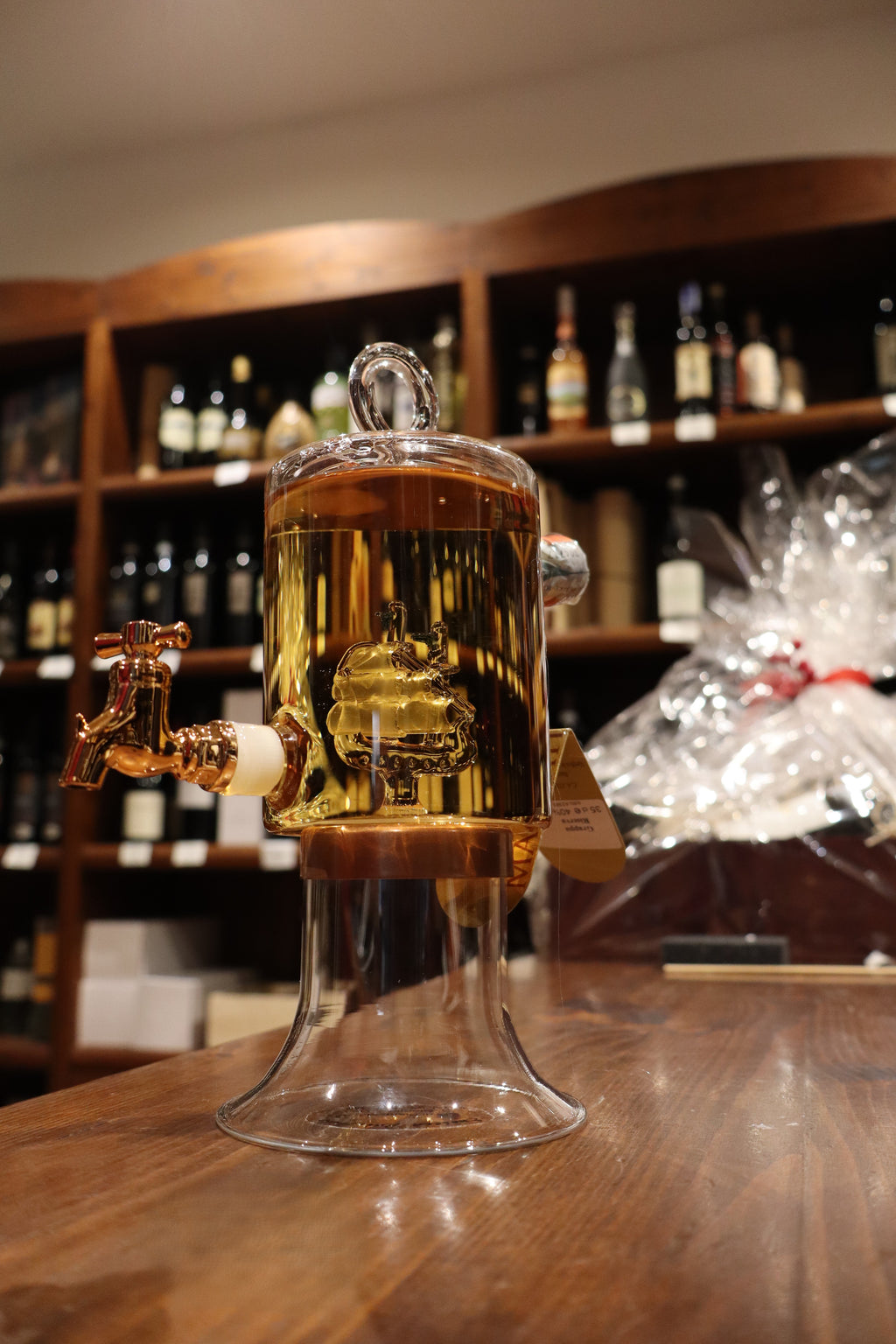 Grappa Barrique in vetro soffiato con spillatore